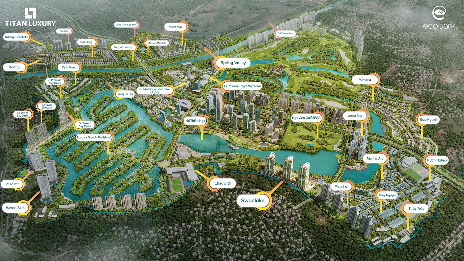 Vị trí biệt thự đảo Ecopark Grand