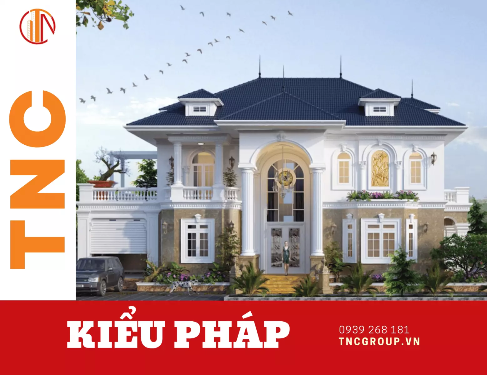 Mẫu biệt thự mini 2 tầng kiểu Pháp mái Thái