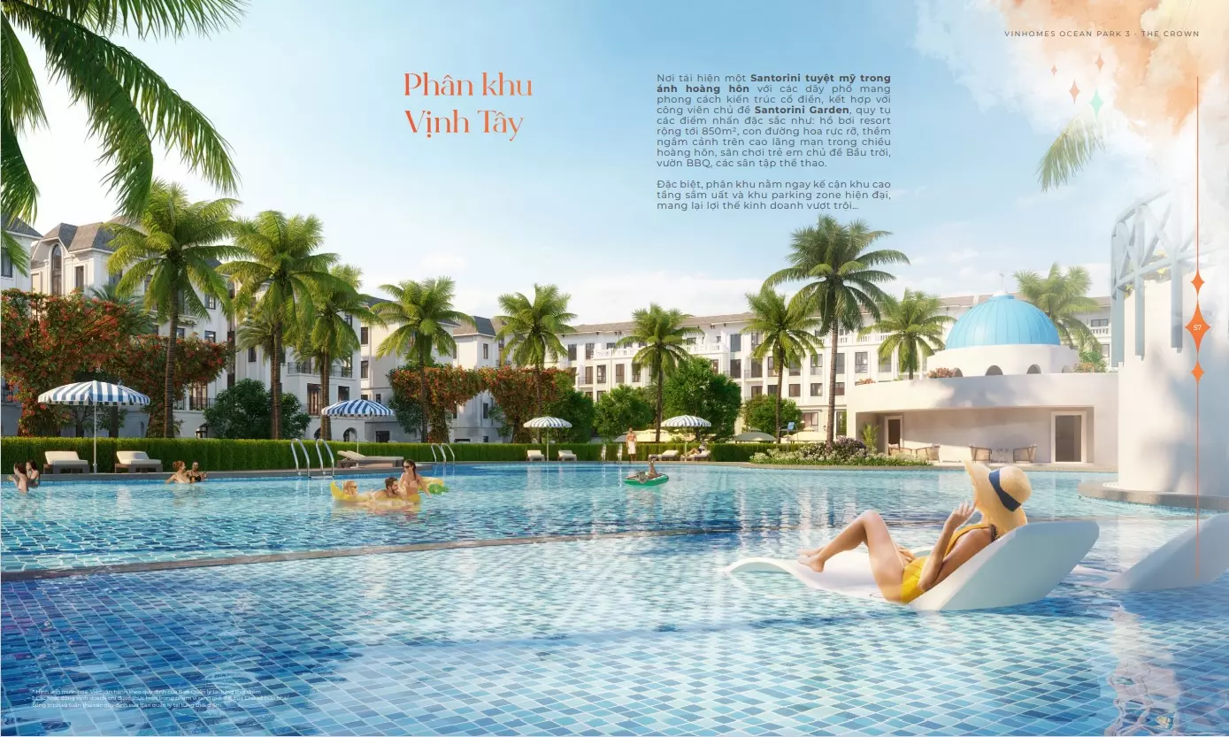 Bể bơi phân khu Vịnh Tây Vinhomes Ocean Park 3