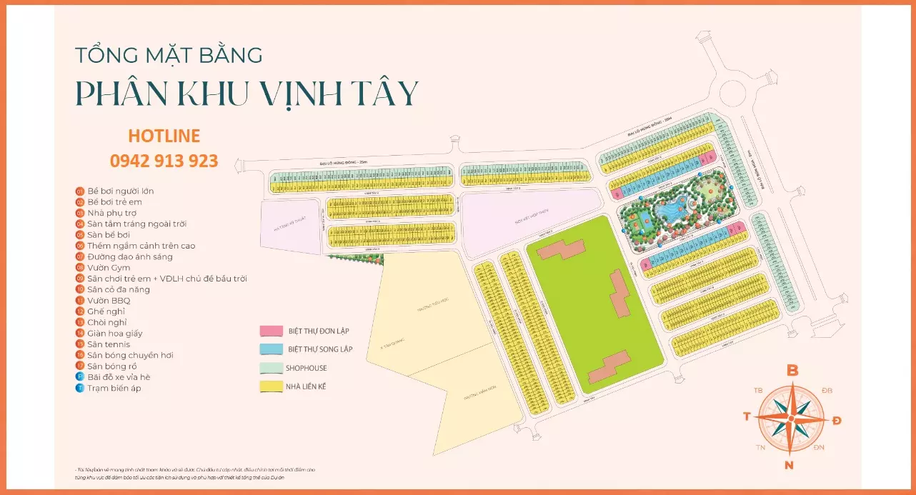 Mặt bằng phân khu biệt thự Vịnh Tây Vinhomes Ocean Park 3