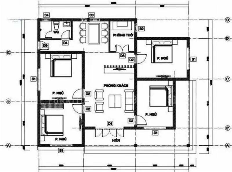 Biệt thự 1 tầng 4 phòng ngủ kiến trúc cổ điển