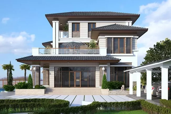 Căn biệt thự mini 2 tầng 80m2 mang phong cách tân cổ điển