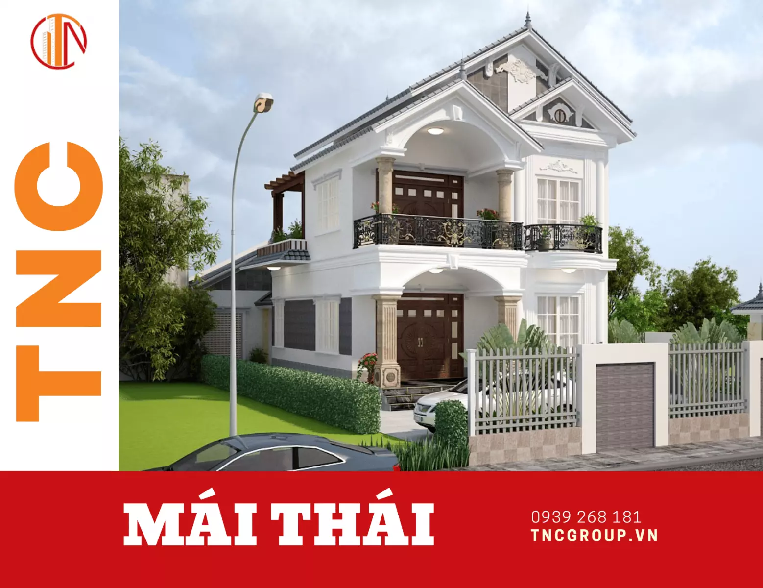 Mẫu nhà biệt thự 2 tầng 100m2 mái Thái