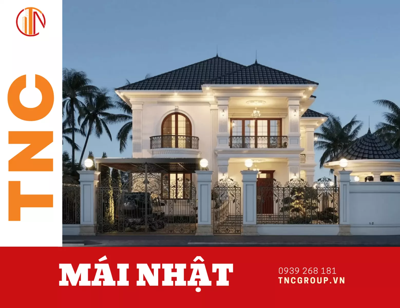 Mẫu nhà biệt thự 2 tầng 100m2 mái Nhật