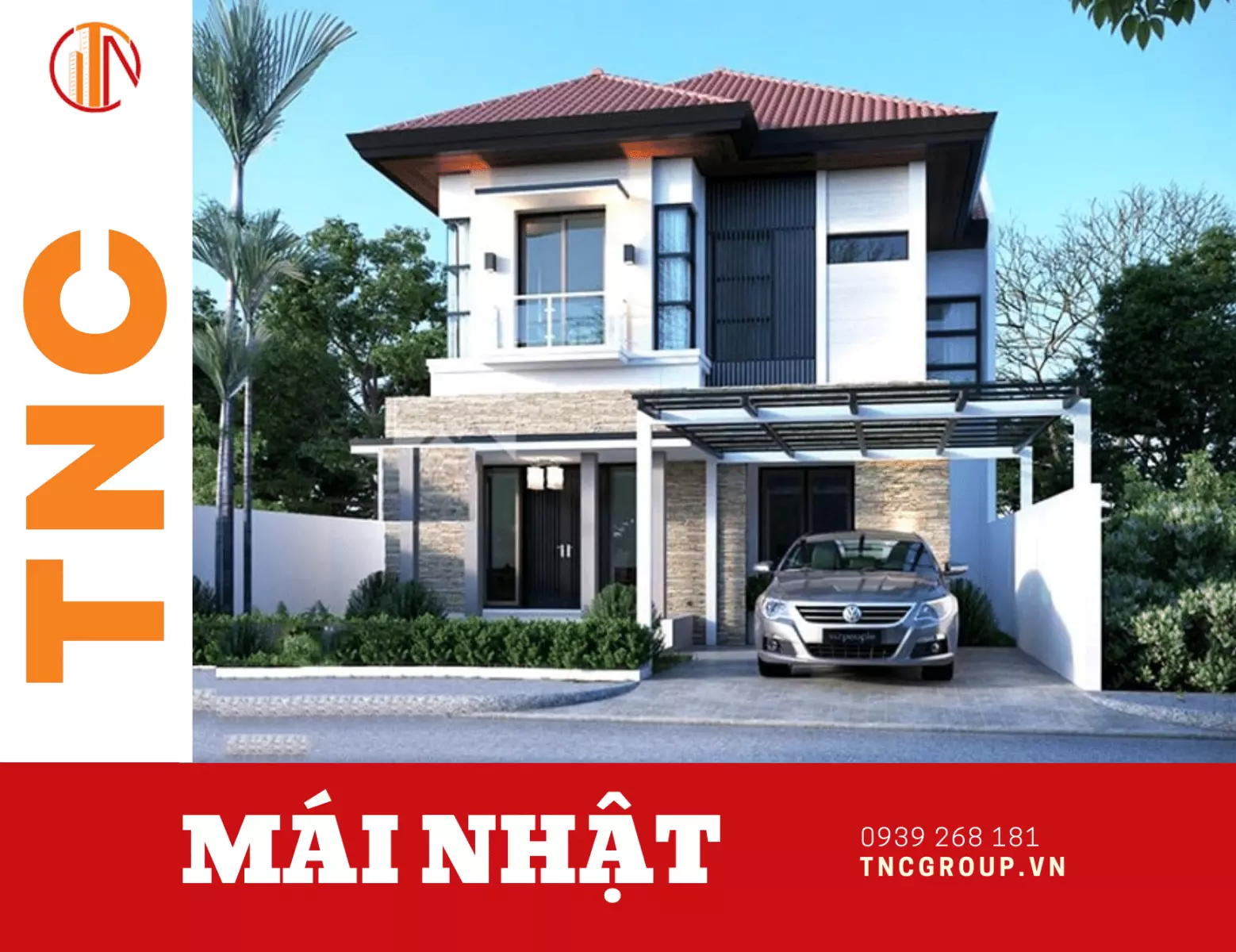 Mẫu nhà biệt thự 2 tầng 100m2 mái Nhật