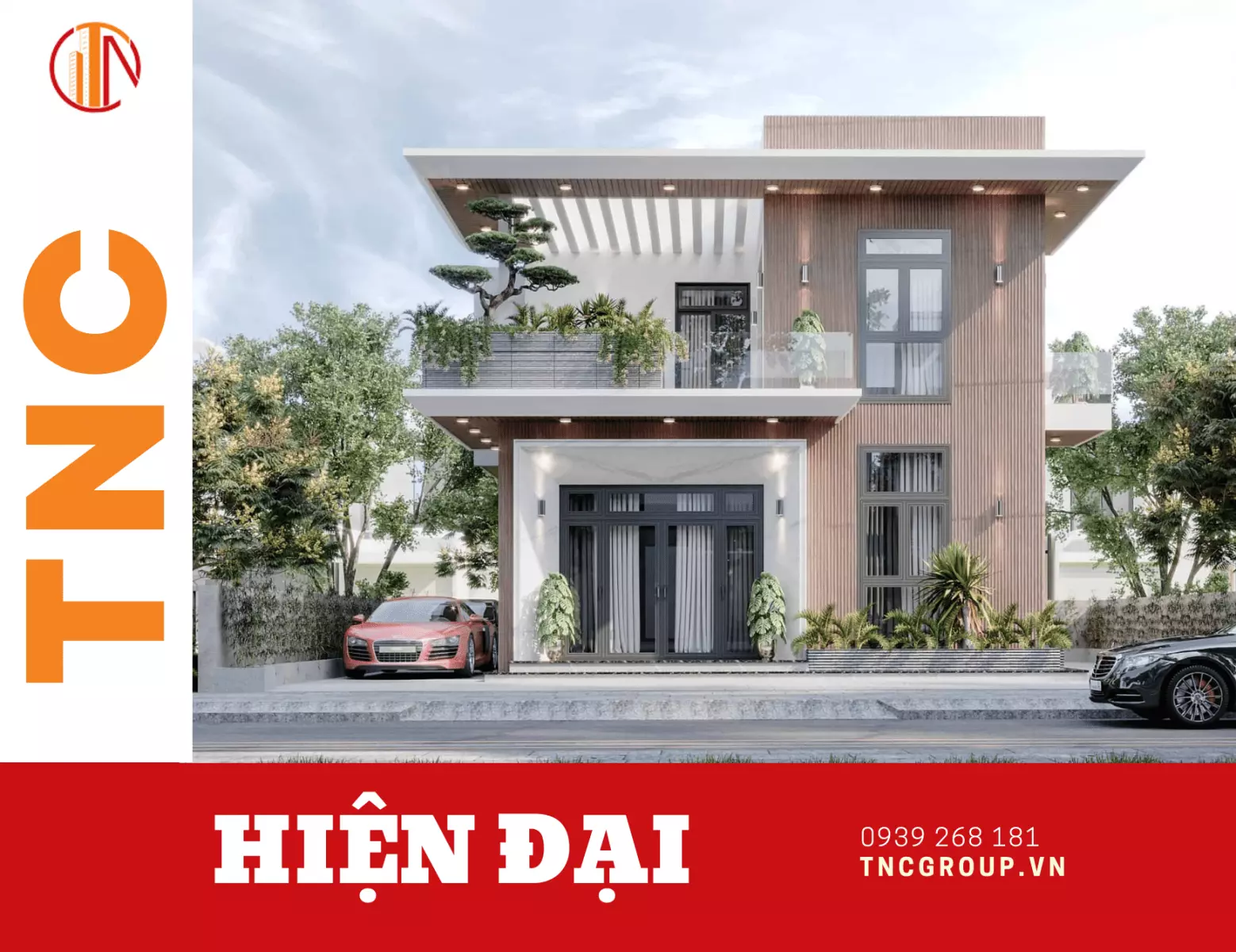 Mẫu nhà biệt thự vuông hiện đại 2 tầng 100m2