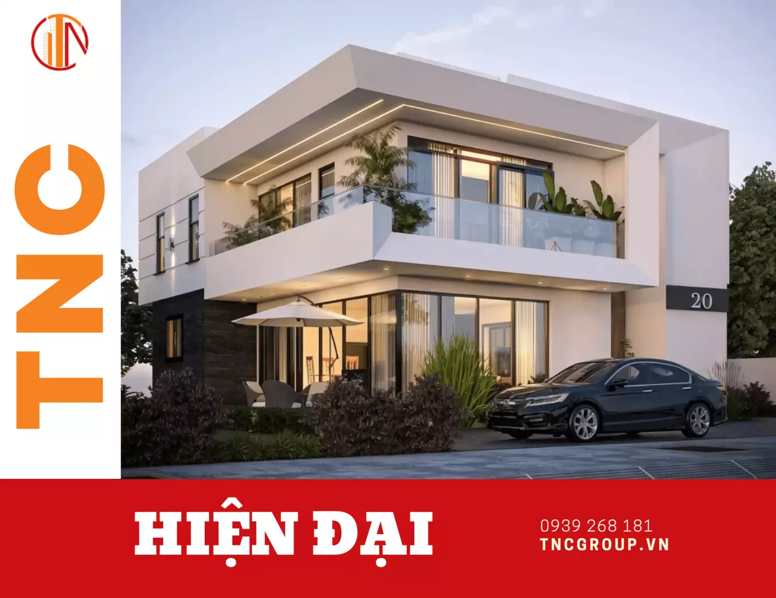 Mẫu nhà biệt thự vuông hiện đại 2 tầng 100m2