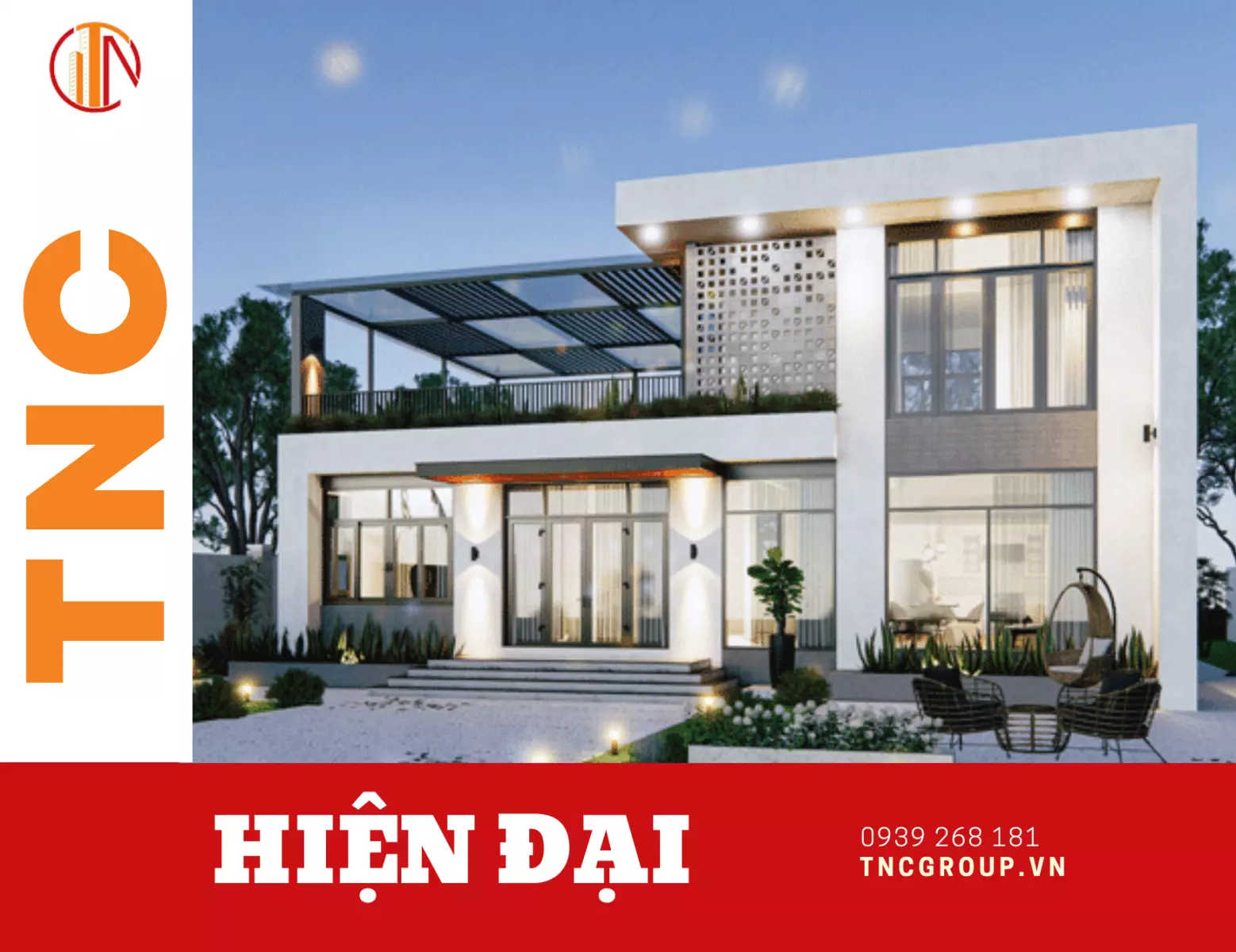 Mẫu nhà biệt thự vuông hiện đại 2 tầng 100m2