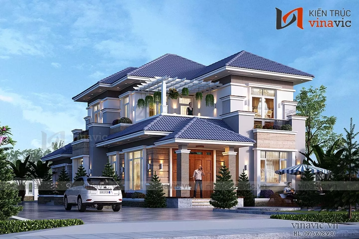 Thiết kế biệt thự 2 tầng 2 mặt tiền 260m2