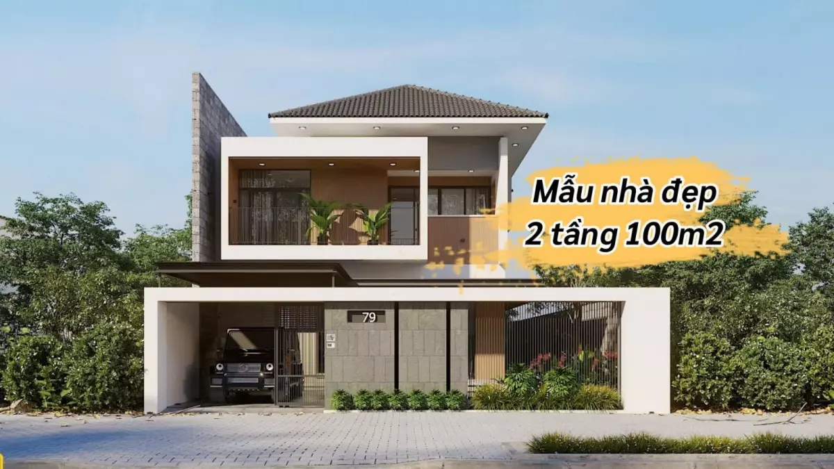 thiết kế nhà đẹp 2 tầng 100m2