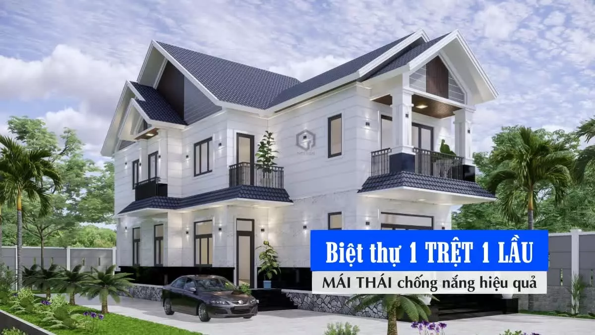 biệt thự 1 trệt 1 lầu mái thái