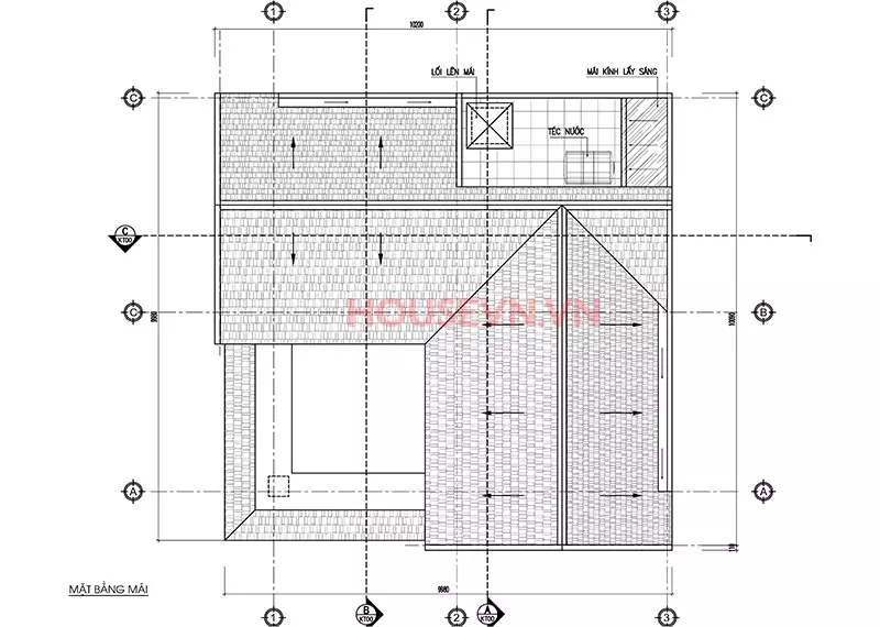 bản vẽ mặt bằng tầng mái của biệt thự đẹp