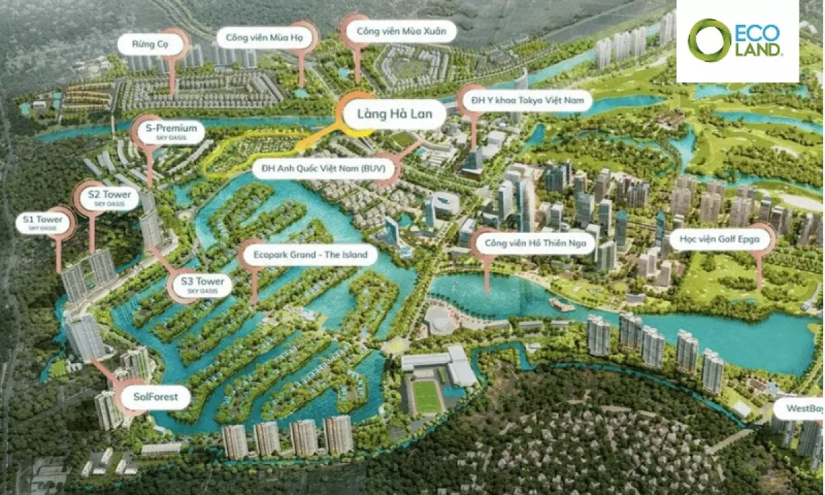 Vị trí biệt thự Làng Hà Lan Ecopark