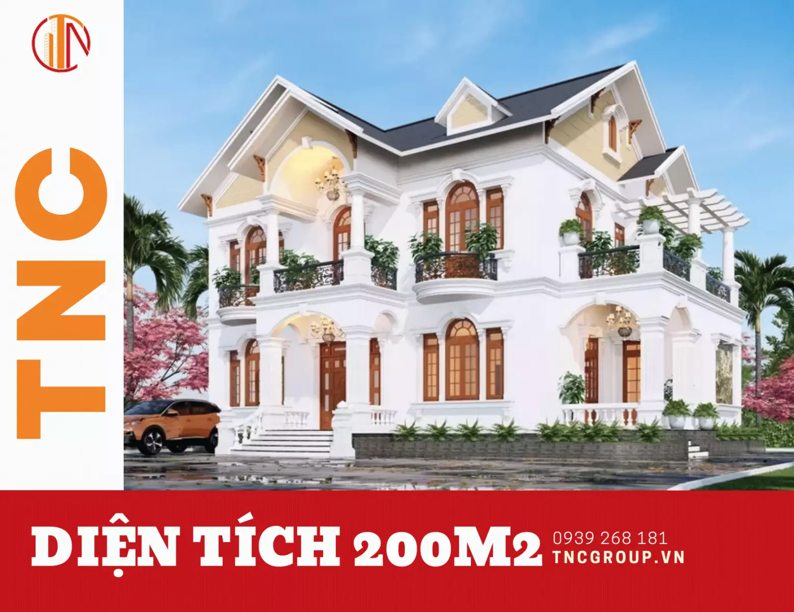 Mẫu nhà biệt thự 2 tầng 5 phòng ngủ 200m2