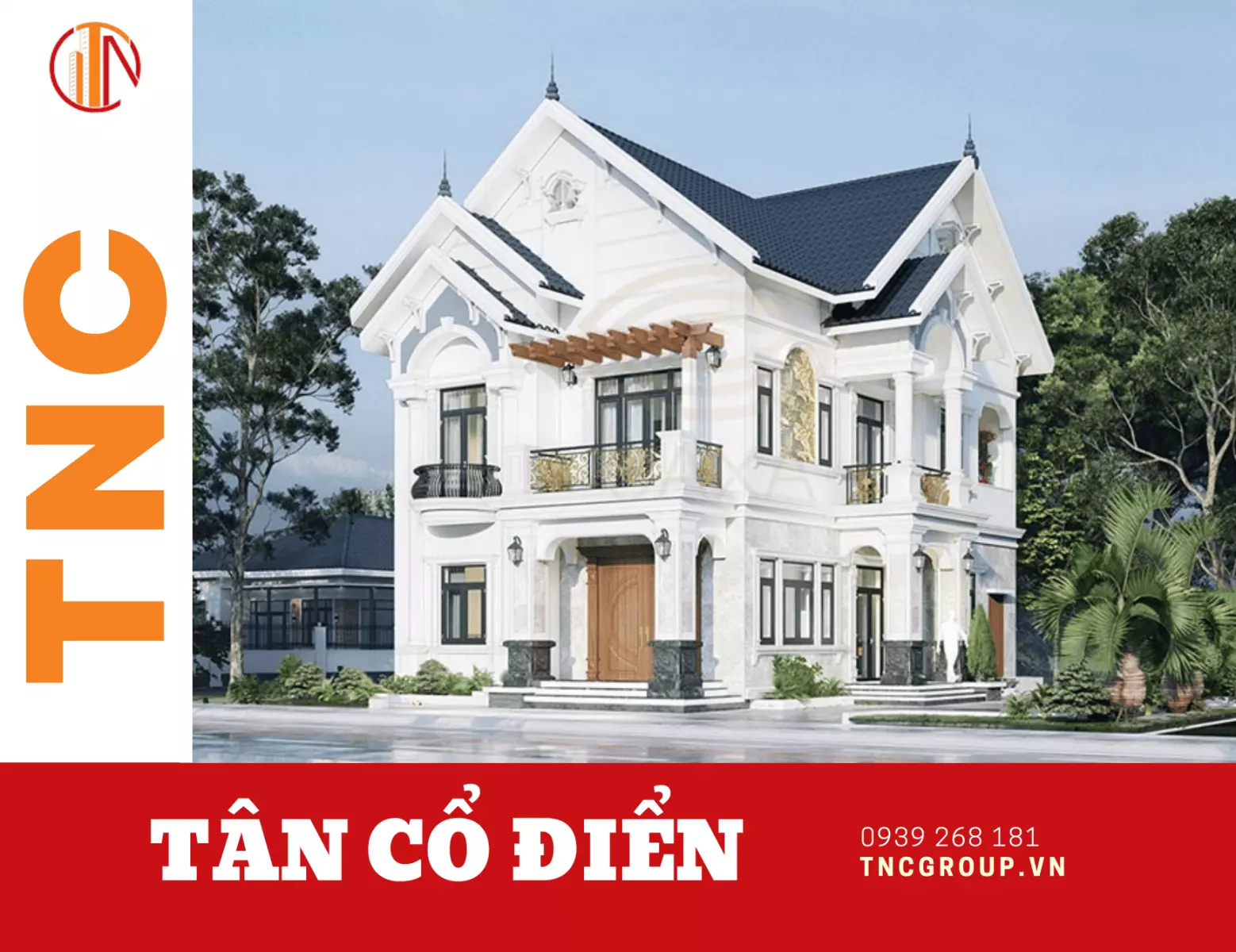 biệt thự 2 tầng 5 phòng ngủ phong cách Tân Cổ Điển