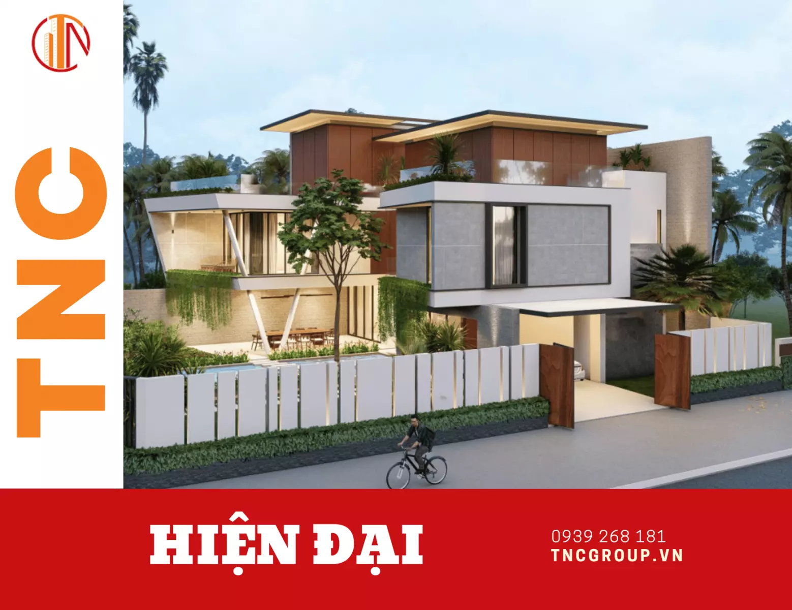 biệt thự 2 tầng 5 phòng ngủ phong cách hiện đại