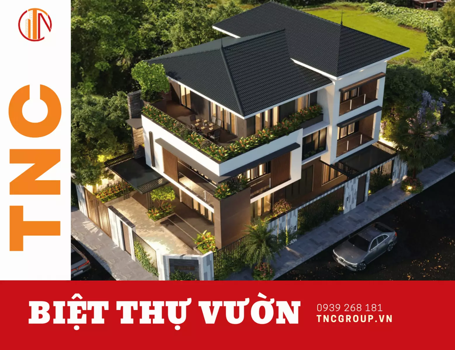 Mẫu nhà biệt thự vườn 2 tầng 5 phòng ngủ