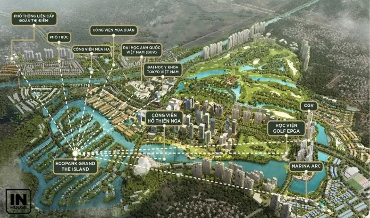 Sơ đồ các phân khu của Ecopark