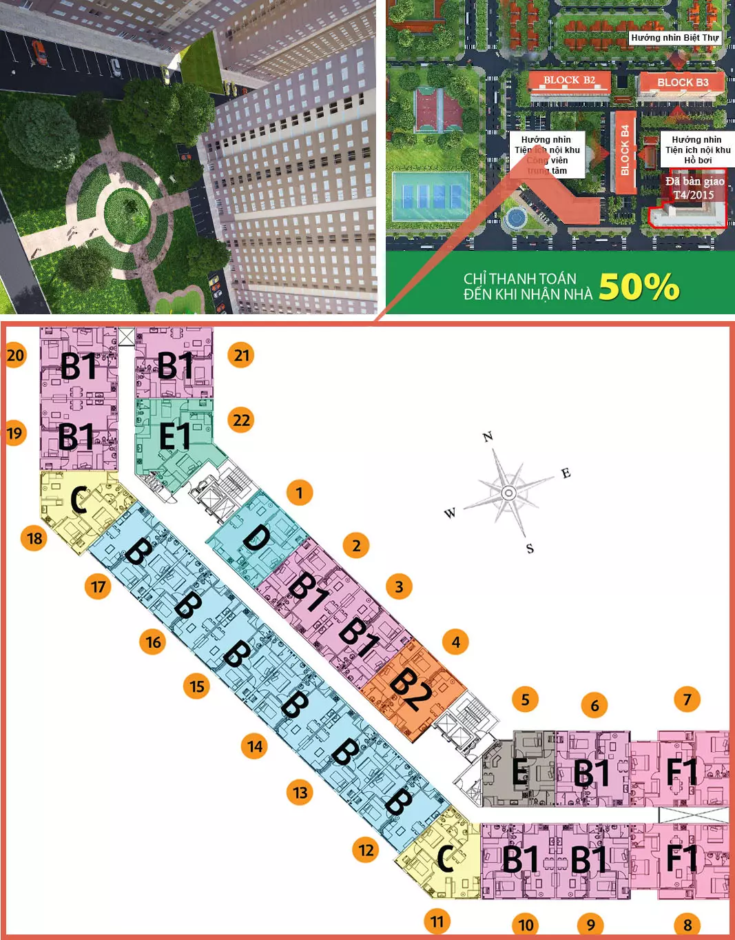 Mặt Bằng Tổng Thể Block B1 Căn Hộ Green Town Bình Tân