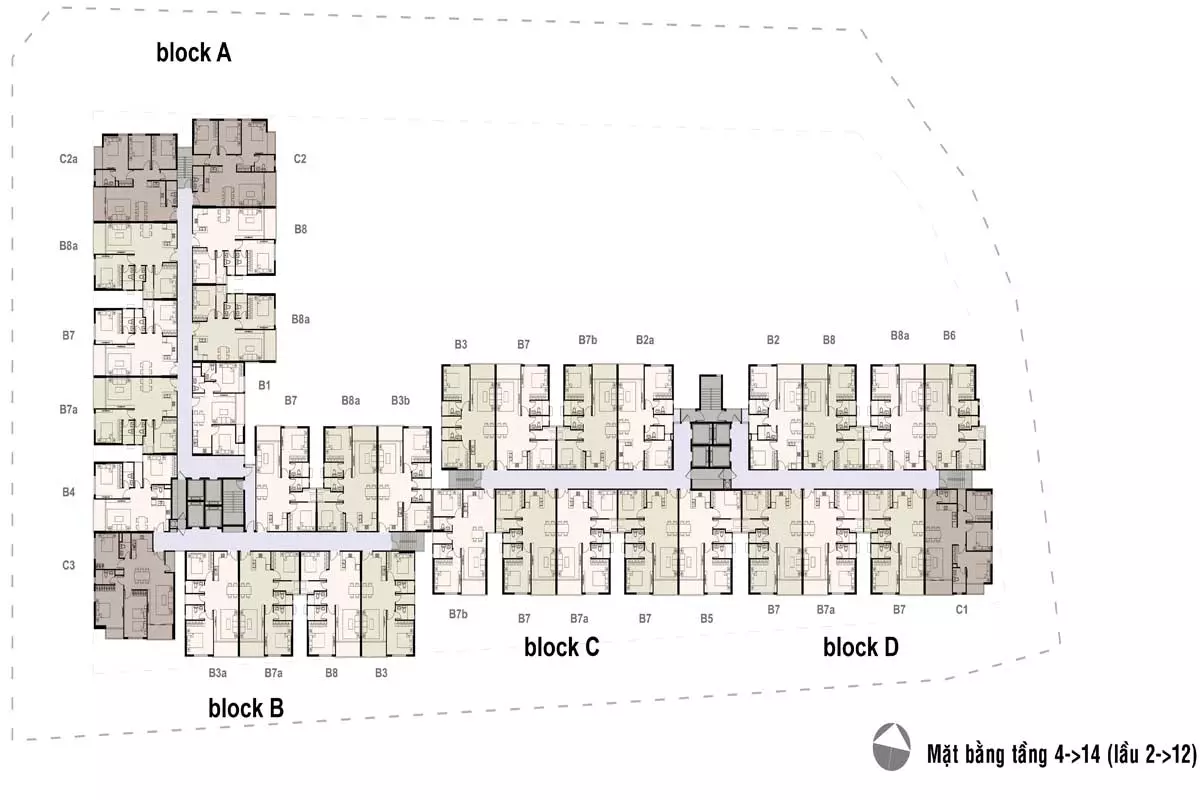 Mặt bằng tầng 16(Duplex) căn hộ Opal Garden