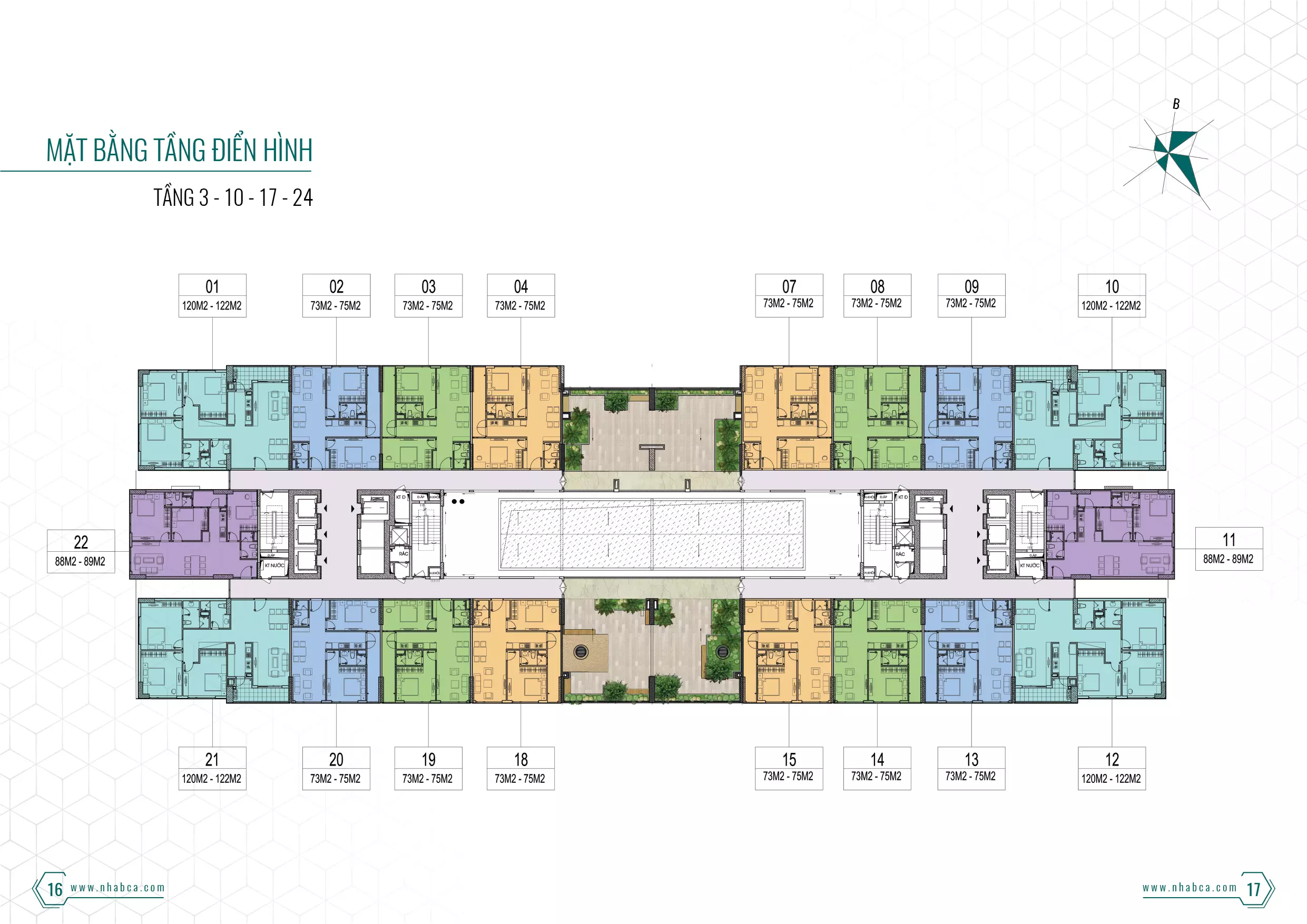 Mặt bằng căn hộ tầng 3 - 10 - 17 - 24