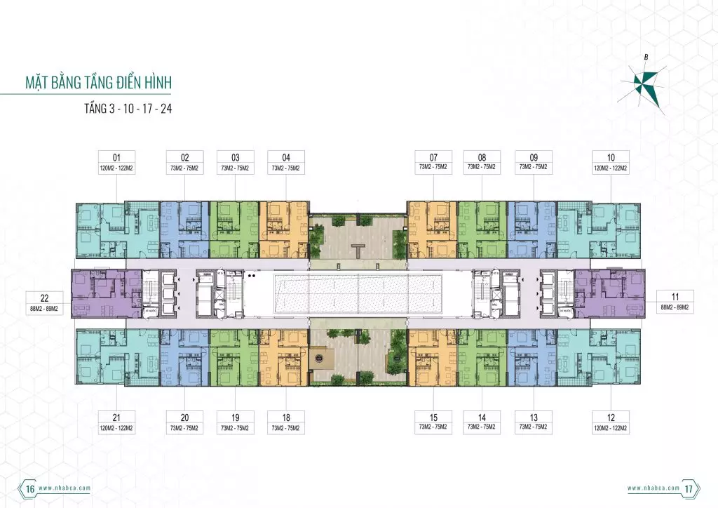 Mặt bằng căn hộ tầng 4,5 - 11,12 - 18,19 - 25,26