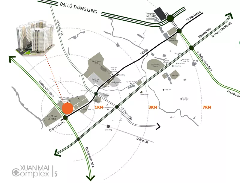 Vị trí dự án Xuân Mai Complex