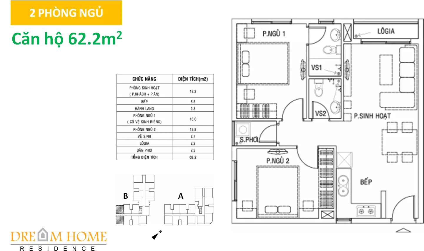 căn góc 62,2m2 dream home residence