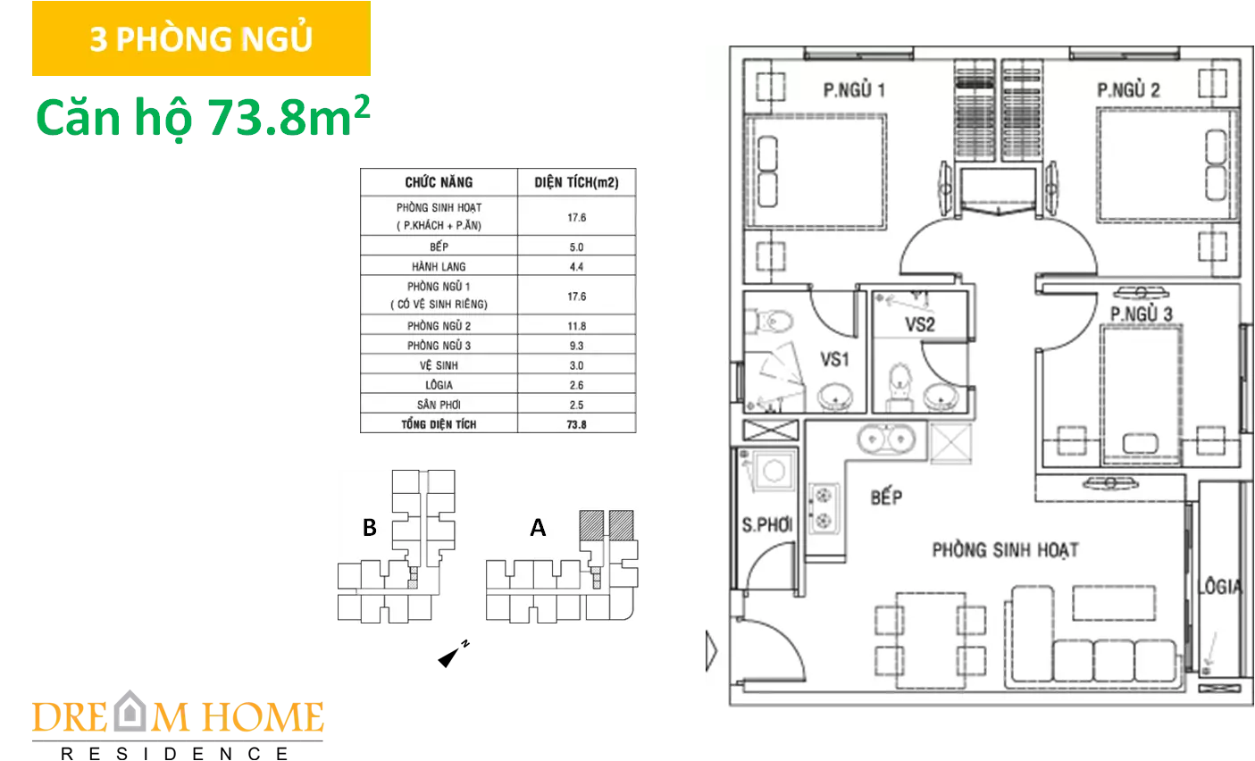 căn hộ 65,4m2 dream home 2