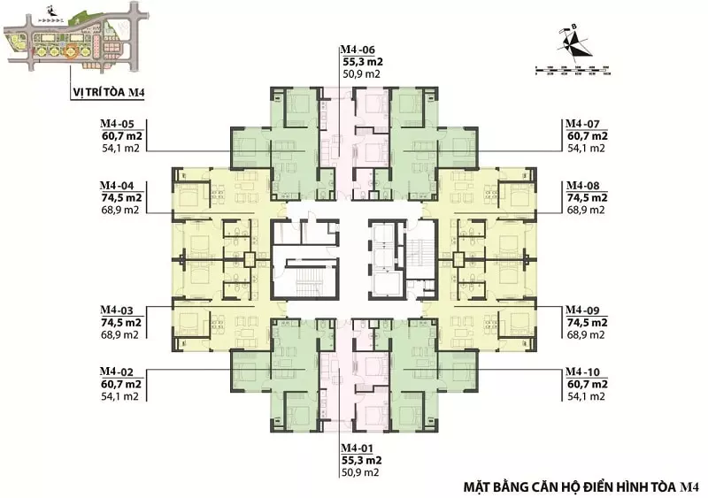 Mặt bằng tầng điển hình tòa Mipec City View M4
