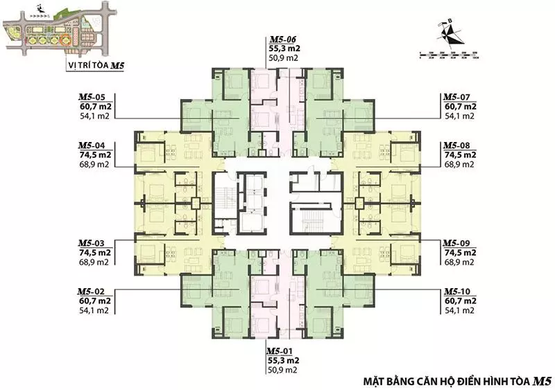 Mặt bằng tầng điển hình tòa Mipec City View M5