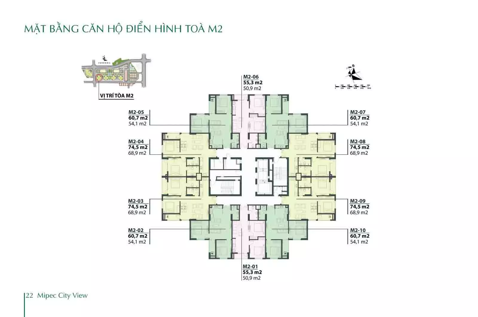 Mặt bằng tầng điển hình tòa Mipec City View M2