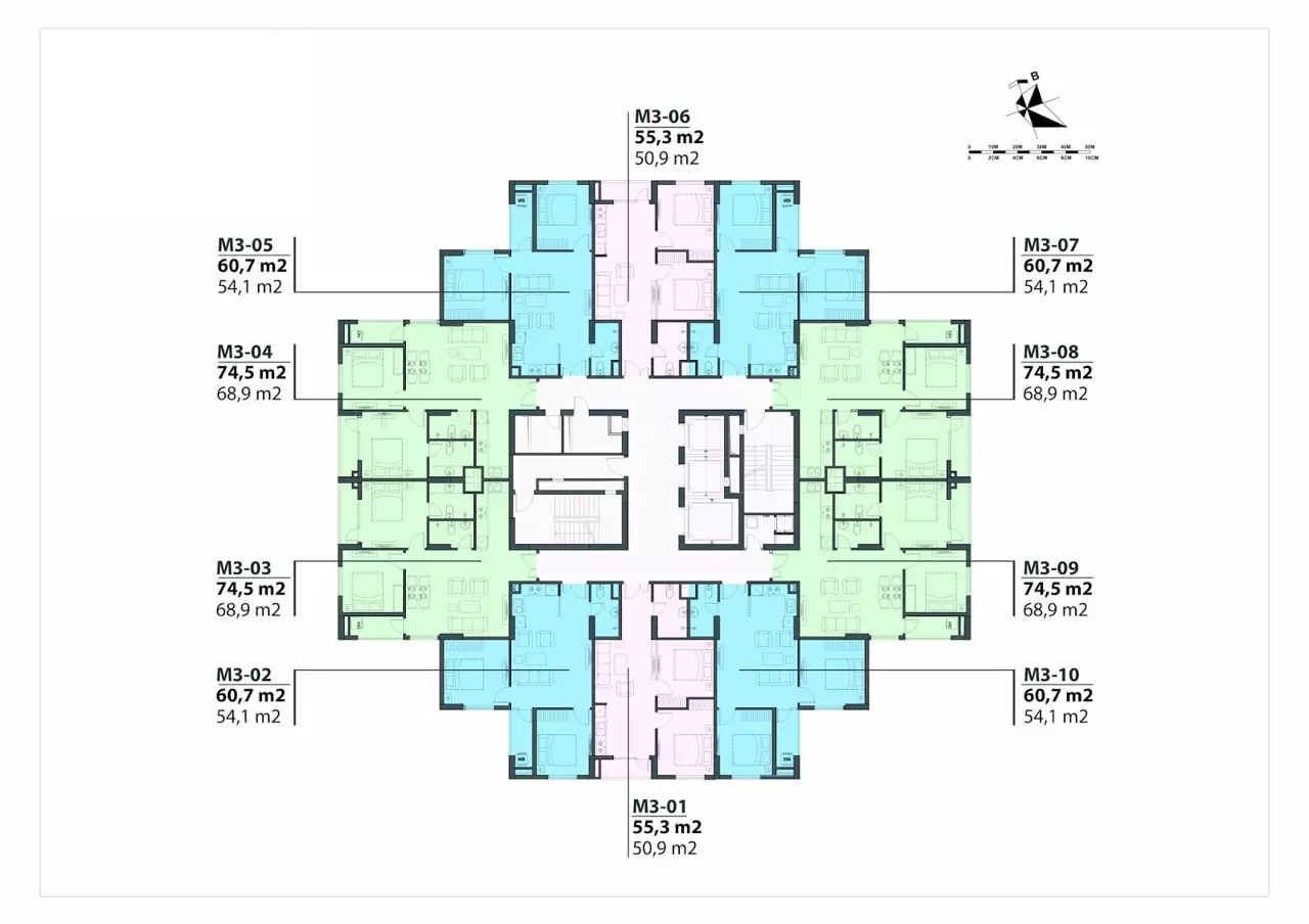 Mặt bằng tầng điển hình tòa Mipec City View M3