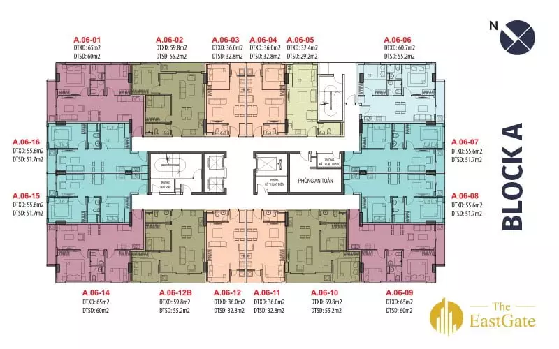 Sơ đồ mặt bằng tầng điển hình Block A