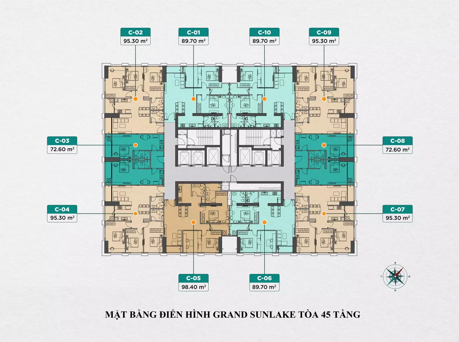 mặt bằng Grand SunLake Văn Quán tháp 45 tầng