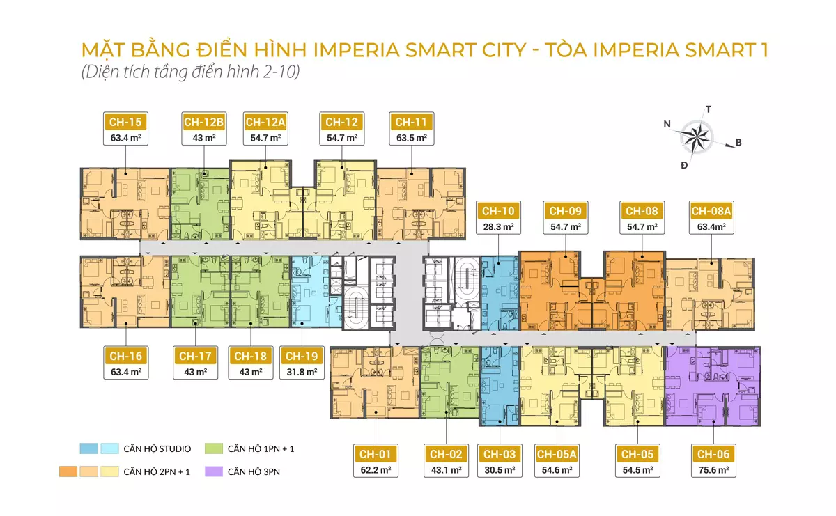 Mặt bằng tòa I4 (tầng 2-10)