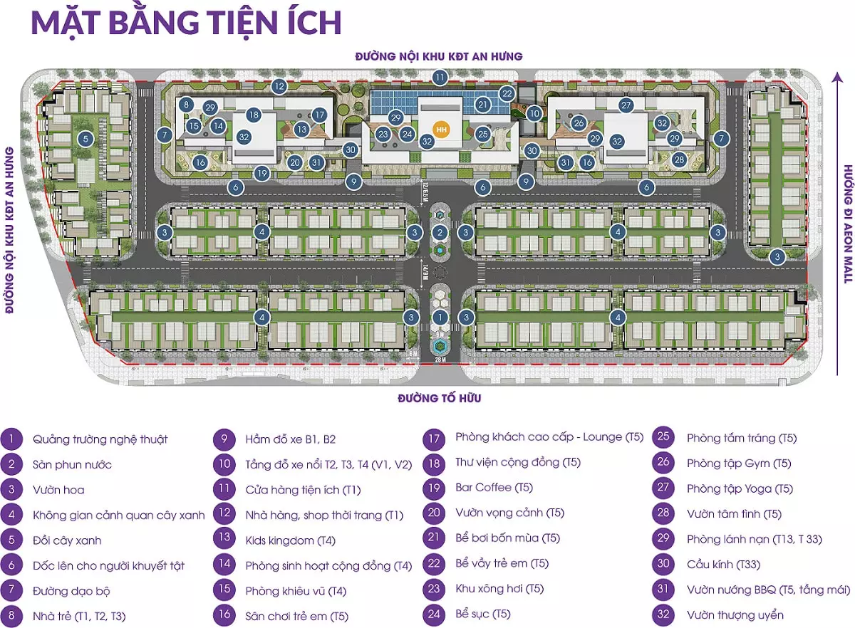 mặt bằng tiện ích the terra an hưng