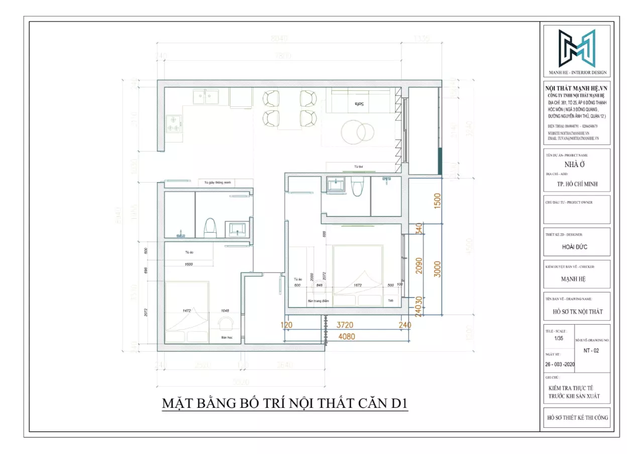 Mặt bằng bố trí căn C1