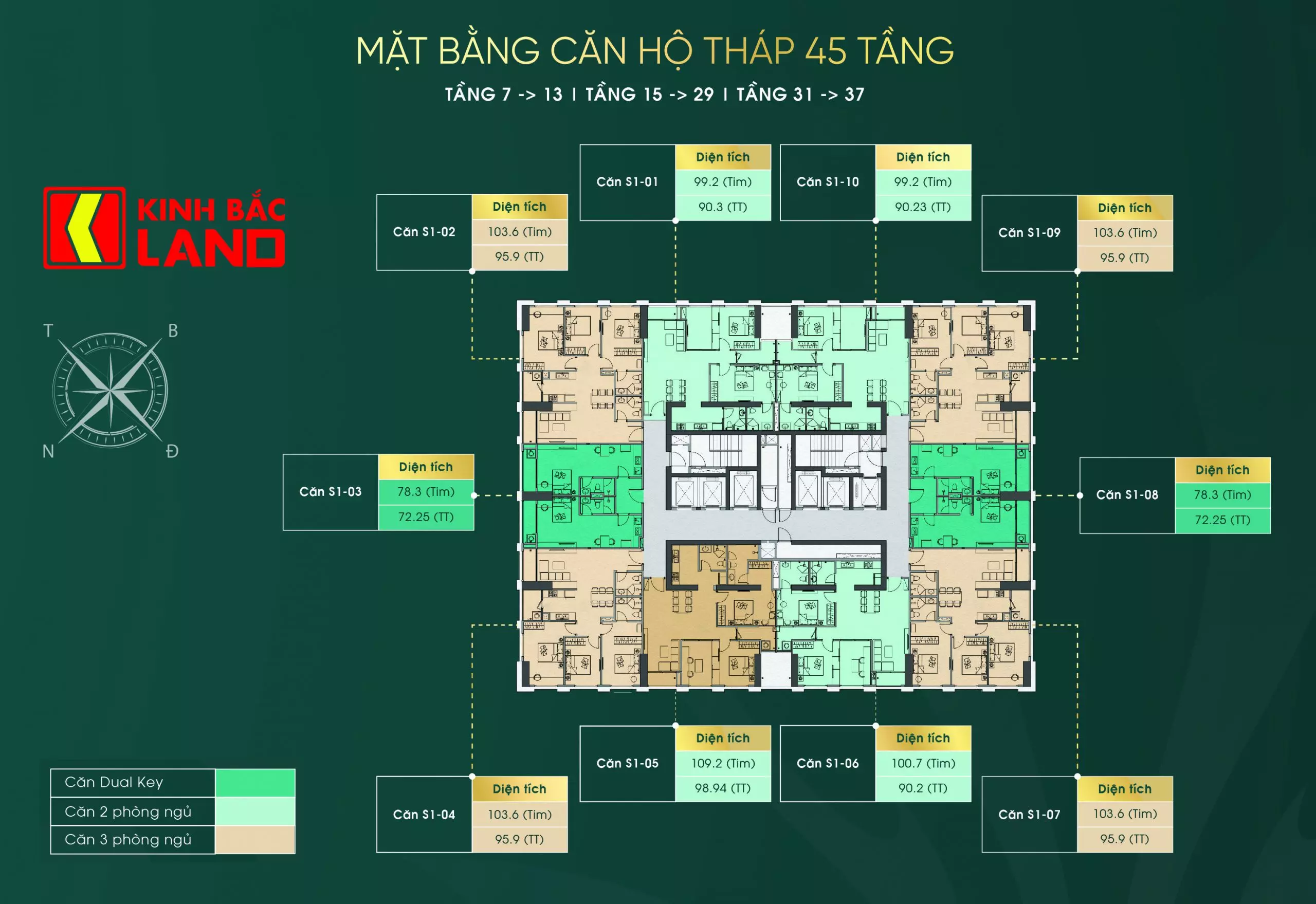 mặt bằng tầng tòa 45 tầng