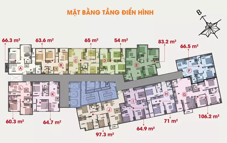 Mặt bằng tầng điển hình dự án 91 Phạm Văn Hai