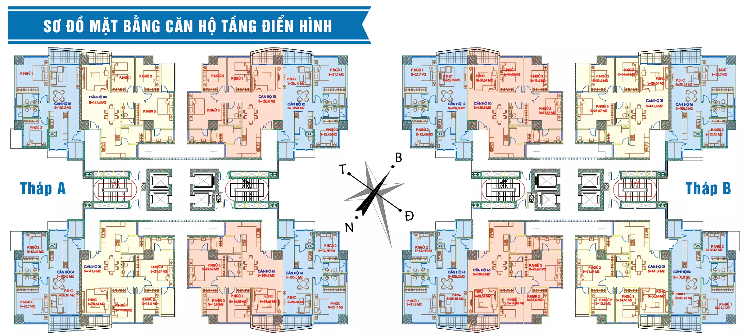 Sơ đồ mặt bằng căn hộ tầng điển hình của dự án