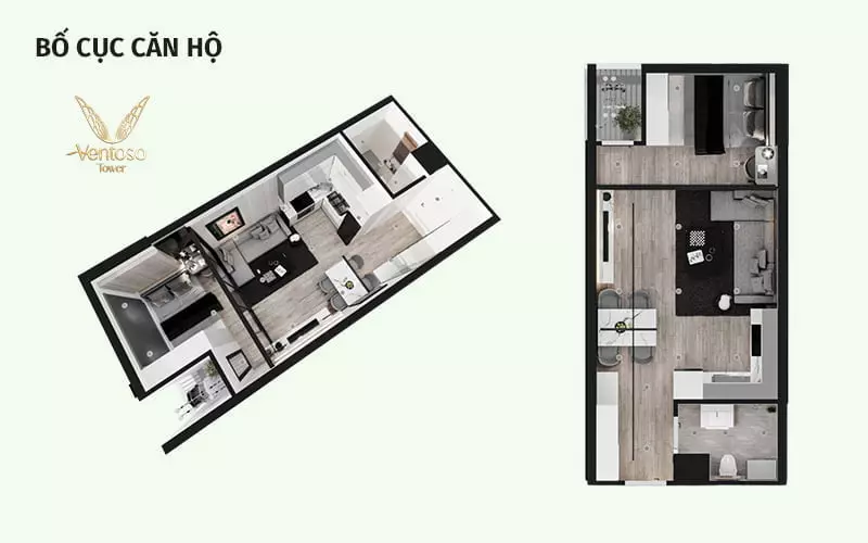 Mẫu bố trí căn hộ 39 m2