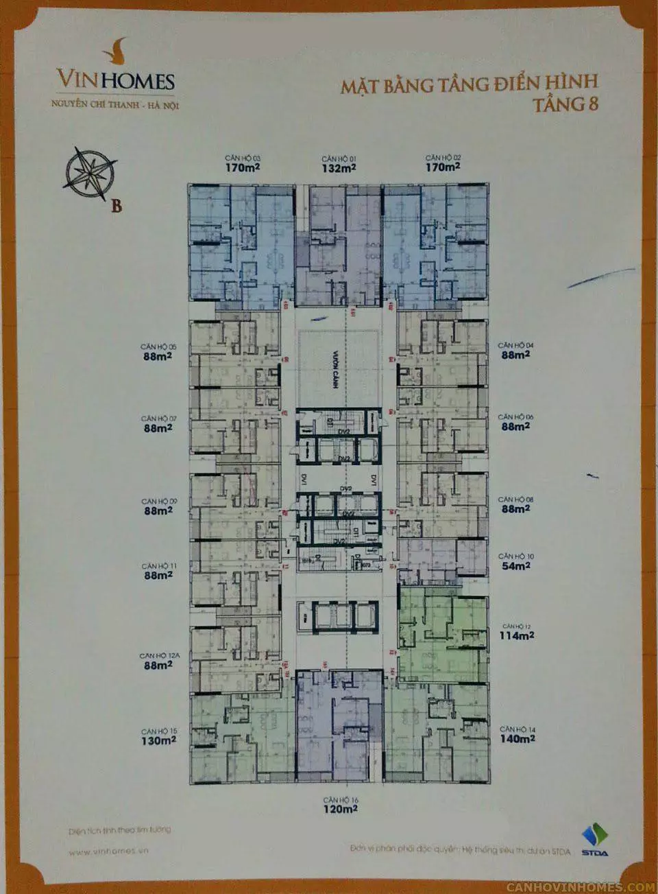 Mặt bằng tầng 8 - Vinhomes Nguyễn Chí Thanh