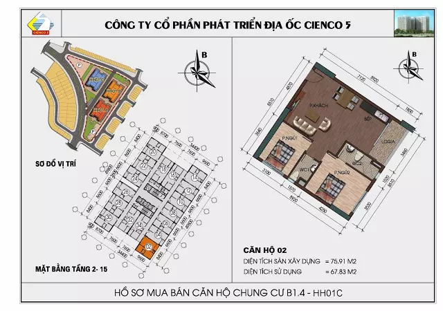 Thiết kế căn hộ tòa B1.4 HH01 Thanh Hà Cienco 5 - Mường Thanh