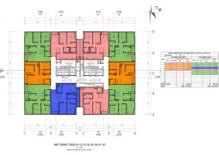 Chung cư Ariyana Lakeside Văn Quán - Mặt bằng điển hình khu 45 tầng