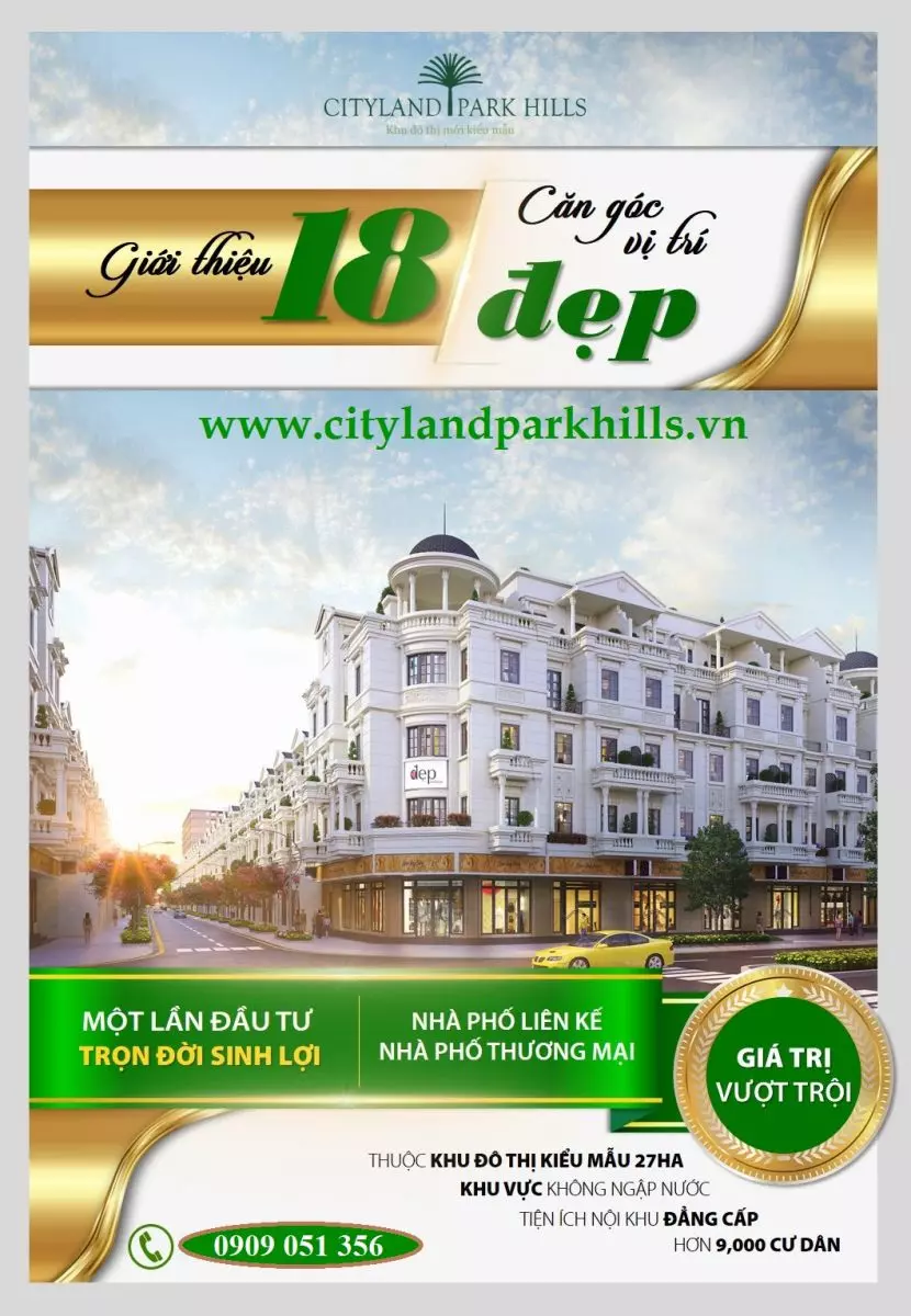 Cityland mở bán căn góc 2 mặt tiền nhà phố cityland park hills