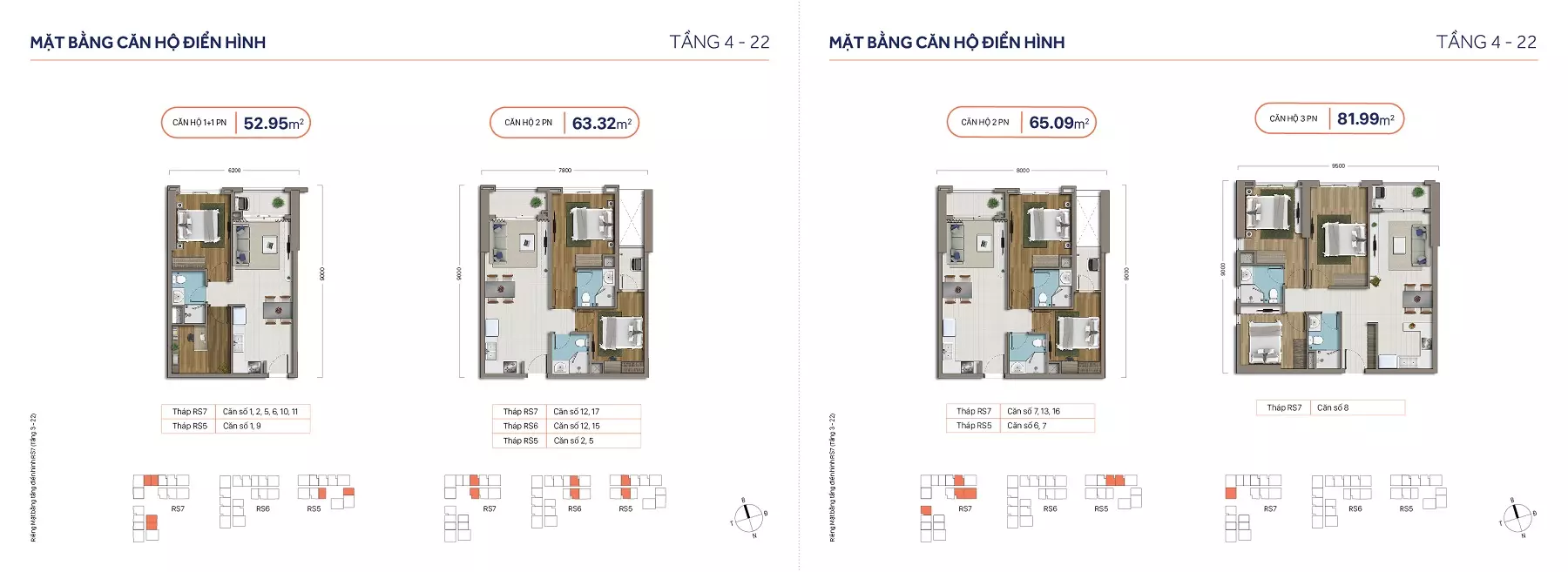 Mặt bằng căn hộ điển hình khu 2