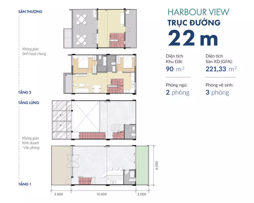 Nhà phố thương mại trục 22m