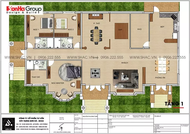 Biệt thự tân cổ điển mái thái 1 tầng 130m2 mặt tiền 10m - SH BTP 0148