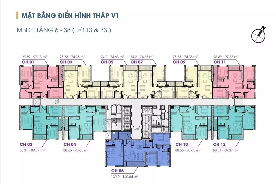 mặt bằng tầng 6 - 38